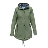 MADSea Regenjacke Friesennerz Oliv taillierter Regenmantel mit gestreiftem Innenfutter grün 52