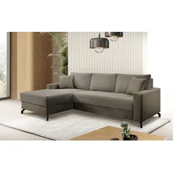 Ecksofa EXXPO - SOFA FASHION, braun (latte), B:247cm H:85cm T:162cm, Sofas, wahlweise mit Bettfunktion, Bettkasten