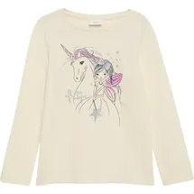 S.Oliver - Langarmshirt mit Glitter-Print, Kinder, Beige, 128/134