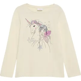 S.Oliver - Langarmshirt mit Glitter-Print, Kinder, Beige, 128/134