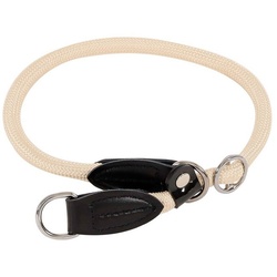 lionto Hunde-Halsband Hundehalsband mit Zugstopp, Retrieverhalsband, Nylon, 55 cm, beige beige 1 cm x 55 cm