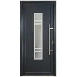 Meeth Aluminium-Haustür »Signum Alu«, satiniertes Glas, titan, nach Innen öffnend - grau