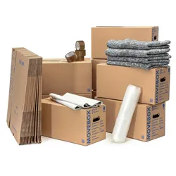 KK Verpackungen Umzugsset 2-3 Zimmer Wohnung Umzugskartons Packseide Luftpolsterfolie Klebeband Umzugsdecken