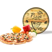Sendez Pizzateller mit Pizza-Motiv aus Holz ø30cm drehbar Holzteller Drehplatte Drehteller Käseteller Speiseteller Holz