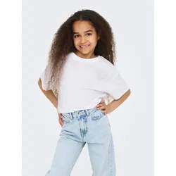 T-Shirt KIDS ONLY "KOGANTONIA S/S EMBELLISHMENT TEE JRS", Mädchen, Gr. 158 (164), weiß (hellweiß), Jersey, Obermaterial: 100% Baumwolle, bedruckt, modisch, regular fit, Rundhals, Kurzarm, Shirts