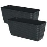 Spetebo Balkon Blumenkasten 40 x 14 cm Anthrazit Komplettset