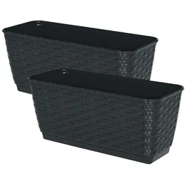 Spetebo Balkon Blumenkasten 40 x 14 cm Anthrazit Komplettset