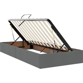 vidaXL Bett mit LED-Lichtleisten Dunkelgrau 180 x 200 cm Stoff
