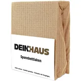 DH DEIN.HAUS Frottee Weiches Spannbetttuch 180 x 200 cm – Baumwolle, mit Gummizug, pflegeleicht, Bettlaken – Farbe: Beige