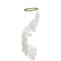 KSD Windspiel Capiz Muscheln Spirale 16x63cm für innen oder außen Perlmutt Weiß