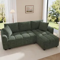 Merax 3-Sitzer Sofa, L-förmiges Ecksofa mit Chaiselongue, Chenille Stoff, Sofa für Wohnzimmer & Apartment, mit 2 Kissen, Soffa, Couch, Grün - Grün