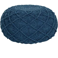 Pouf Makramee Baumwolle marineblau ⌀ 50 cm BERKANE