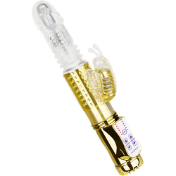 Stoßender Perlenvibrator, 25,5 cm, gold | transparent