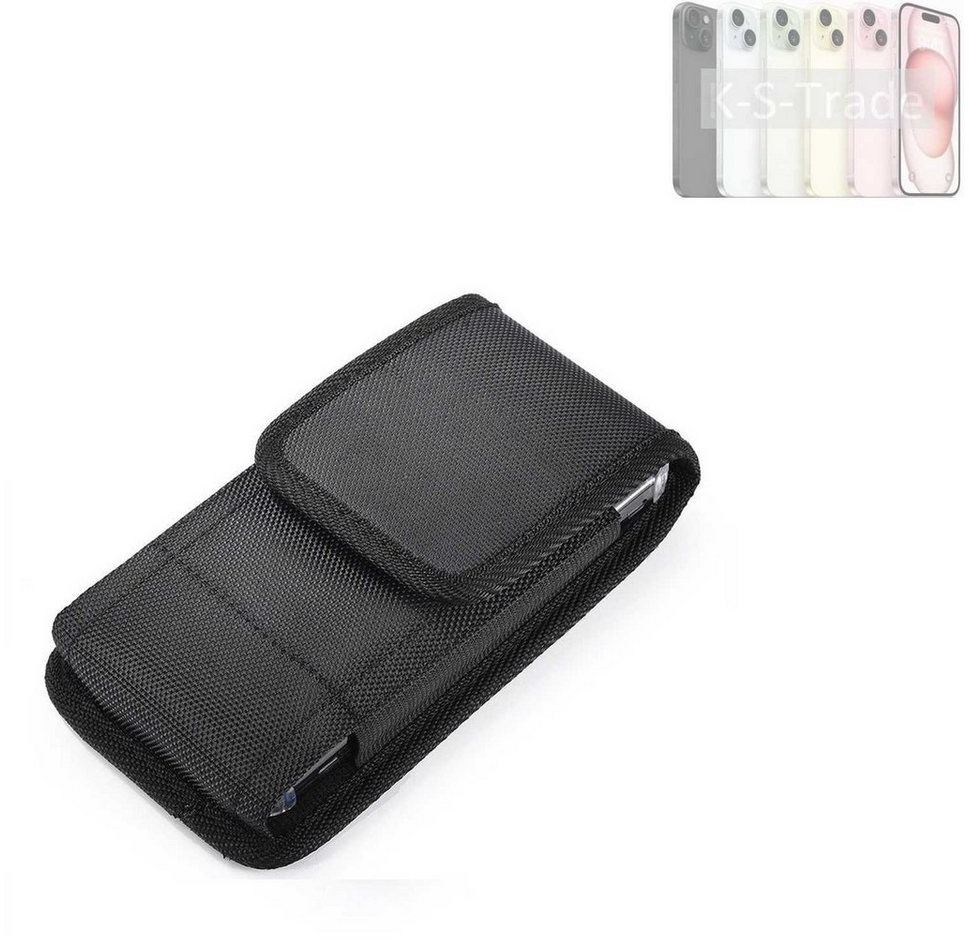 K-S-Trade Kameratasche für Apple iPhone 15, Holster Gürteltasche Holster Gürtel Tasche wasserabweisend Handy schwarz