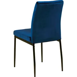 Actona Group Esszimmerstuhl »Doris«, 2 St., Polyester-Velvet, mit lebendigem Stoff, schlanke, schwarze Metallbeine, blau