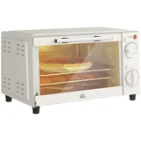 HOMCOM Minibackofen Metall Edelstahl Cremeweiß 35L x 24,6B x 20H cm
