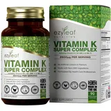 Ezyleaf Vitamin K Super-Komplex | Vitamin K2 MK7 – Vitamin K2 MK4 – Vitamin K1 | 2600μg pro Kapsel | 90 Vegane Vitamin K2 MK-7 Kapseln | Gentechnik- und Allergenfrei mit Vitamin C | Hergestellt in GB