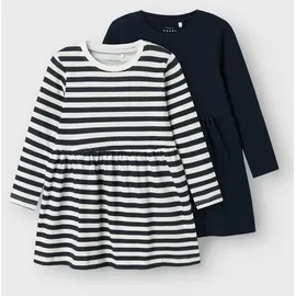 NAME IT Mädchen Nmfvivia Dress 2p Noos Kleid, Dark Sapphire/Stripes:Pack W. Dark Sapphire Stripes, 92 EU - 92