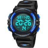 BEN NEVIS Digital Uhren für Kinder Jungen - 50 M Wasserdicht Sports Outdoor Silikon Armbanduhr mit Wecker/Stoppuhr/LED-Licht/Stoßfest/Datum,Elektronische Kinderuhren Blau