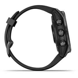 Garmin fenix 7S Sapphire Solar schiefergraues DLC-Titan Kunststoffarmband schwarz