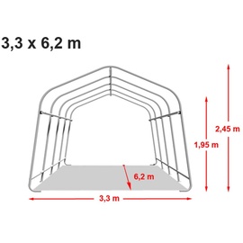 TOOLPORT Garagenzelt Unterstand 3,3x6 m in dunkelgrün, stabile Stahlrohrkonstruktion mit PE 450 N Plane