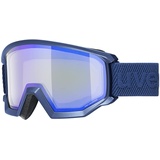 Uvex athletic FM - Skibrille für Damen und Herren - vergrößertes, beschlagfreies Sichtfeld - zugfreie Rahmenbelüftung - navy matt/blue-radar - one size
