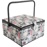 Korbond Nähkorb – Extra groß – Nachtwald-Design – 18 cm x 36 cm x 34 cm