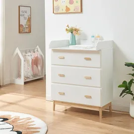 [en.casa] Wickelkommode Sarievn mit Wickelauflage 100x80x53 cm Weiß