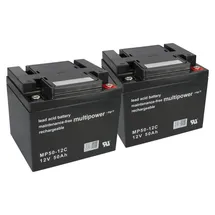 Multipower Blei Akku 2x 12V 50Ah kompatibel 24V Rollstuhl Elektromobil E-Scooter Seniorenmobil MP