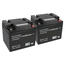Multipower Blei Akku 2x 12V 50Ah kompatibel 24V Rollstuhl Elektromobil E-Scooter Seniorenmobil MP