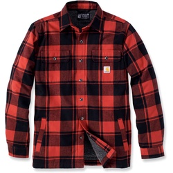 Carhartt Flannel Sherpa, Textiljacke - Schwarz/Rot - S