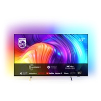 Philips 43PUS8507/12 108 cm (43 Zoll) Fernseher (4K UHD, HDR10+, 60 Hz, Dolby Vision & Atmos, 3-seitiges Ambilight, Smart TV (Works with Google Assistant & Alexa) Triple Tuner, hellsilber) [2022]