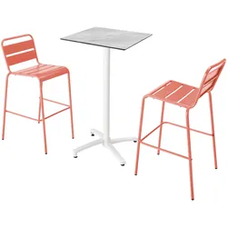 Oviala Business Set Stehtisch Laminat Marmor und 2 Stehstühle Ton