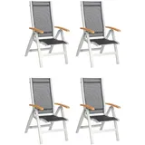 SonnenPartner 4er-Set Klappsessel Florida Aluminium silber/Textilen schwarz Klapp-Sessel Klappstuhl