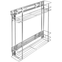 Stolmet Schrankauszug Schrankkorb mit Vollauszug Ausziehbare Küchenschublade mit Soft Close System Korbauszug Küchenschrank Schrank mit Außenbreite 20 cm 2 Ablagen 470x480x155mm Silber