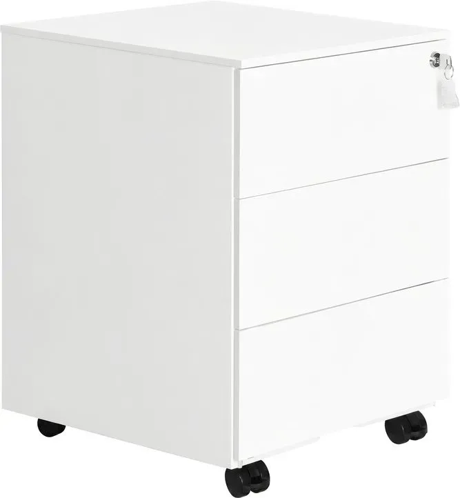 Ochama Rollcontainer, Aktenschrank mit 3 Schubladen, vormontiert, 45 x 39 x 54 cm, weiß