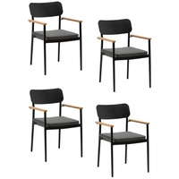 Konway Stapelstuhl DALLAS (4 St), 4x KONWAY® DALLAS Stapelsessel Black Premium Polyrattan Sessel schwarz