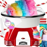 Kesser KESSER® Zuckerwattemaschine Set für dein zuhause - Mit 30x Zuckerwatte Stäbchen & Messlöffel - Retro Cotton Candy Maschine - Zuckerwatte Maschine Rot / Weiß - 500 W
