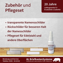 AL Briefkastensysteme Briefkasten Premium Edelstahl, Doppel-Briefkasten DIN A4, 2 Fach Postkasten modern Aufputz
