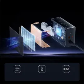 Baseus GaN 3x USB-C USB DC, 240W Smart-Desktop-Schnellladegerät – Schwarz