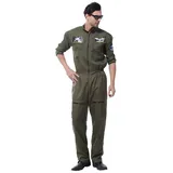 MIESEPETER Kostüm Piloten-Kostüm Herren Verkleidung MIESEPETER®, Kampfjet Pilot-Kostüm grün 2XL/3XL