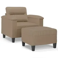 VidaXL Sessel mit Hocker Cappuccino-Braun 60 cm Kunstleder
