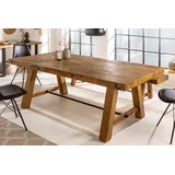 riess-ambiente Esstisch FINCA 165cm vintage braun - recyceltes Pinienholz, Bohlenoptik, Industrial Design mit Querstrebe – ideal für bis zu 6 Personen braun 165 cm x 76 cm x 90 cm