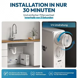 neueswasser group AORA GT600 Direct Flow Osmoseanlage, inkl. 3-Wege-Edelstahl-Armatur – Chrom