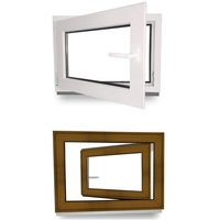 Kellerfenster - Fenster - Dreh- & Kippfunktion - innen weiß/außen Golden Oak - BxH: 100 x 80 cm - 1000 x 800 mm - DIN Links - 2 fach Verglasung - 60 mm Profil