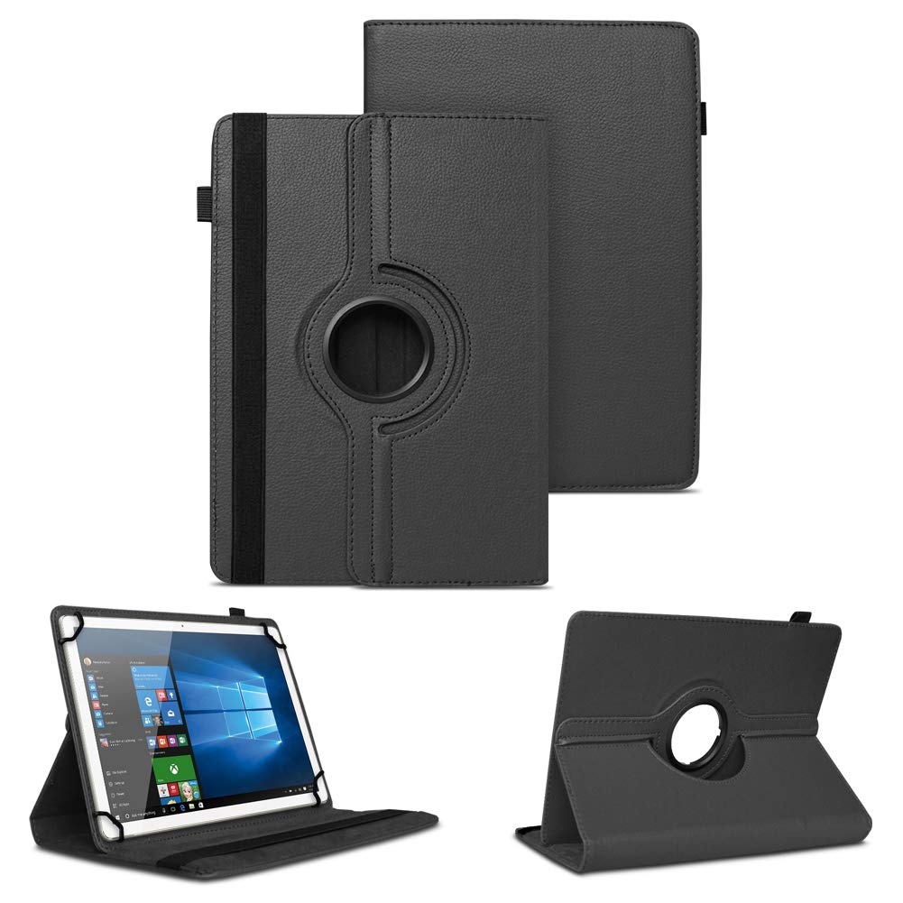 NAUC Tablet Schutzhülle kompatibel für Lenovo ThinkPad 10 Hülle Tasche Standfunktion 360° Drehbar hochwertiges Kunst-Leder Universal Cover Klapp Case, Farben:Schwarz