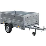 UNITRAILER Pkw Anhänger Kipper 230x125 Garden Trailer 230 Kipp, 750 kg Auto Anhänger mit Stützrad und zusätzlichen Bordwänden, idealer Autoanhänger 750kg