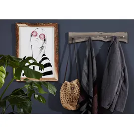 Massivmoebel24 Garderobenleiste Akazie 70 x 5 x 10 cm Grau