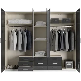 Priess Kleiderschrank PRIESS "Amsterdam", schwarz-weiß (weiß, schwarz), B:230cm H:193cm T:56cm, Holzwerkstoff, Schränke, Kleiderschrank, mit oder ohne LED-Beleuchtung