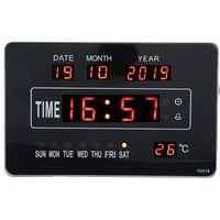 9,8 '' Digitale Kalenderuhr mit großer Wandhalterung, multifunktionale elektronische LED-Wanduhr mit Zeit-, Temperaturanzeige, EU-Stecker 110-220V